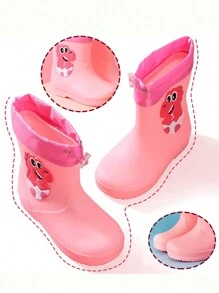 1双儿童鳄鱼卡通雨靴，女童防滑耐磨雨鞋，男童户外校园雨鞋 - 粉色 - 查看 4