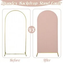 1pc Spandex Wedding Arch Cover, 2-Sided Fitted Round Top Chiara Backdrop Stand Covers For Wedding Birthday Party Shower Banquet Arch Decoration - 裸色 - 查看 7