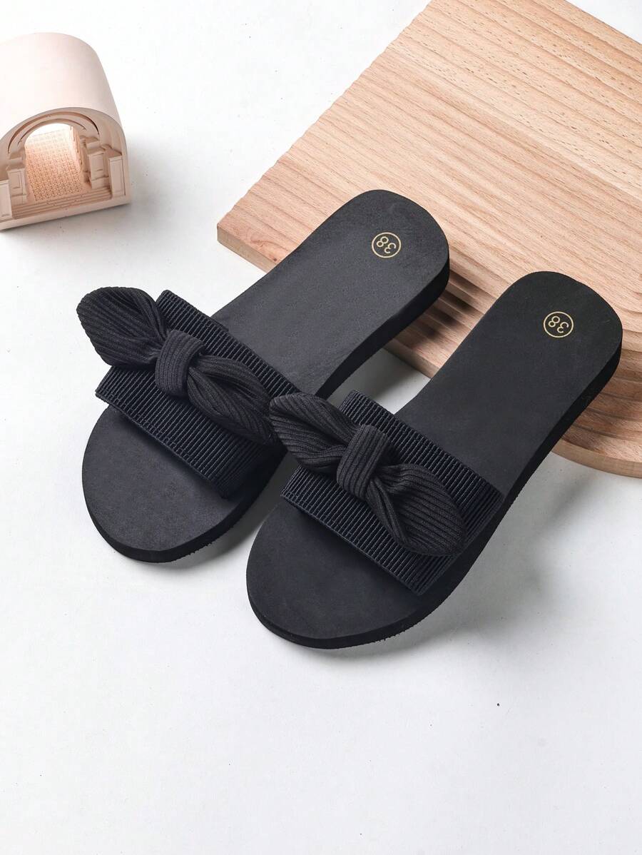 Fashion Women's Height Increasing Slide Sandals, Suitable For Indoor And Outdoor Use - Black - View 1