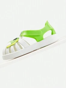 兒童卡通青蛙裝飾鏤空透氣鞋 - 白色 - 查看 2