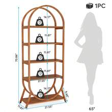 Tribesigns 5-Tier Open Bookshelf, 70.8" Tall Arched Bookcase, Modern Brown Storage Bookshelves, Freestanding Display Rack Shelving Unit For Office, Bedroom, Living Room - màu nâu - Xem 7