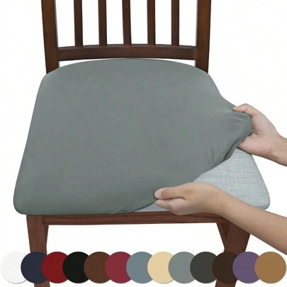 1pc/4pcs/6pcs Solid Color Stretch Stool Covers, Washable Protective Chair Seat Covers For Restaurants, Hotels, Home