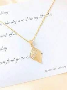 1 Miếng Thanh lịch & Duyên dáng 925 sterling bạc & Khối Zirconia  Dây chuyền Đối với phụ nữ , Buổi tiệc Hoặc Hằng ngày Mặc - Vàng - Xem 2