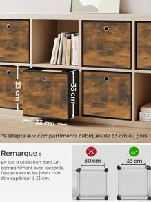 SONGMICS Boîte de Rangement, Lot de 6, Bac avec Poignée, Cube Tissu Non-tissé et Oxford, Panier, Adaptés aux Meubles Cubiques, Pliables, Vêtements, Marron Rustique et Noir - Marron rustique, noir 33 x 33 x 33 cm (P x L x H) - Voir 3
