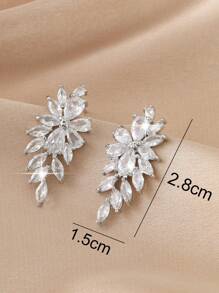 1 pereche de cercei tip zirconiu cubic de lux, decorați cu frunze, pentru femei, cadou de Ziua Îndrăgostiților, potriviți pentru purtarea zilnică și pentru cadou prietenilor, surorilor, mamei și fiicei Îndrăgostiților