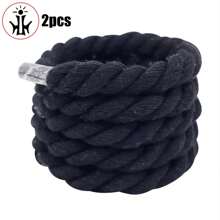 1 Pair Braided Rope Shoelaces, Thickened 1cm Round Solid Color 3-Strand Rope, For Shoes, Bags, Apparel Decor