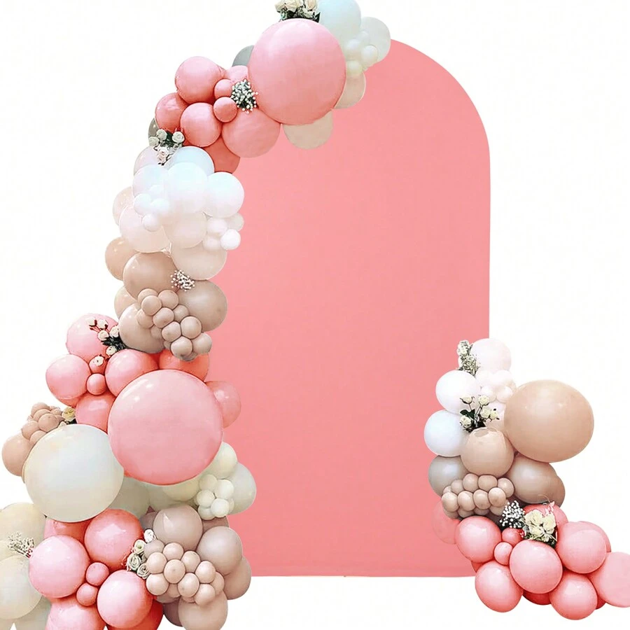 1pc Spandex Wedding Arch Cover, 2-Sided Fitted Round Top Chiara Backdrop Stand Covers For Wedding Birthday Party Shower Banquet Arch Decoration - 塵土飛揚的玫瑰 - 查看 1