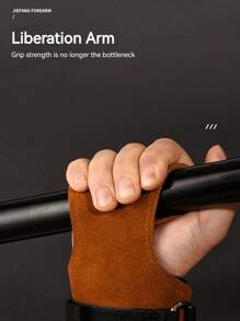 1件健身手環,防滑皮革舉重杠鈴握把帶,腕部支撐力量訓練輔助帶掌護 - 棕色 - 查看 9