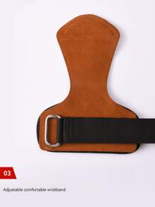 1件健身手環,防滑皮革舉重杠鈴握把帶,腕部支撐力量訓練輔助帶掌護 - 棕色 - 查看 8