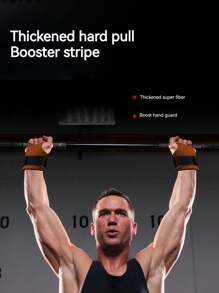 1件健身手環,防滑皮革舉重杠鈴握把帶,腕部支撐力量訓練輔助帶掌護 - 棕色 - 查看 7