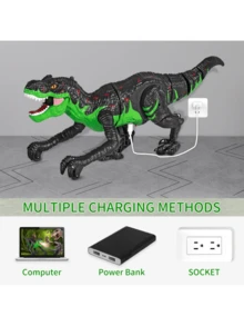 Adult Remote Control Dinosaur Gift Toy, Realistic Electric Walking Dinosaur Figure Rechargeable RC Dinosaur Robot Simulates Fire Breathing, Light And Sound - Green Remote Control Dinosaur - View 7