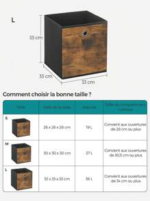 SONGMICS Boîte de Rangement, Lot de 6, Bac avec Poignée, Cube Tissu Non-tissé et Oxford, Panier, Adaptés aux Meubles Cubiques, Pliables, Vêtements, Marron Rustique et Noir - Marron rustique, noir 33 x 33 x 33 cm (P x L x H) - Voir 4