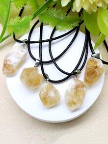 1 Piece Asymmetrical Natural Quartz Crystal Citrine Necklace Pendant Jewelry - Multicolor - View 3