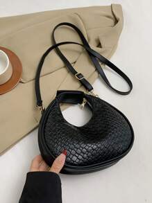 Fashionable New Women's Shoulder Bag, Versatile PU Casual Shoulder Bag With Elegant Look, Adjustable Strap, Zipper Closure, Fits Cellphone & Cosmetics, Suitable For Ladies, For Outing, Shopping, Dating, Etc. - Black - View 7