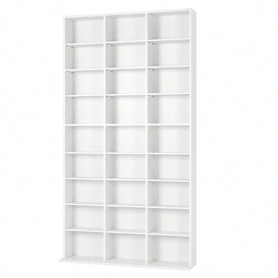 Furchen Estante Branca, Estante Branca, Estante para Livros, Estante Estreita e Alta, Estante em Madeira, Estante para CDs e DVDs, com 27 Compartimentos, Altura Ajustável, Indicada para Sala de Estar, Estudo, Quarto, Escritório, 102,5 x 23, 5 x 190 cm