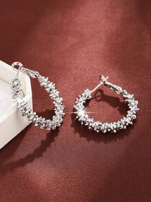 1pair Sleek Round Ring Design Exquisite Copper Ear Cuff For Women - Multicolor - View 4