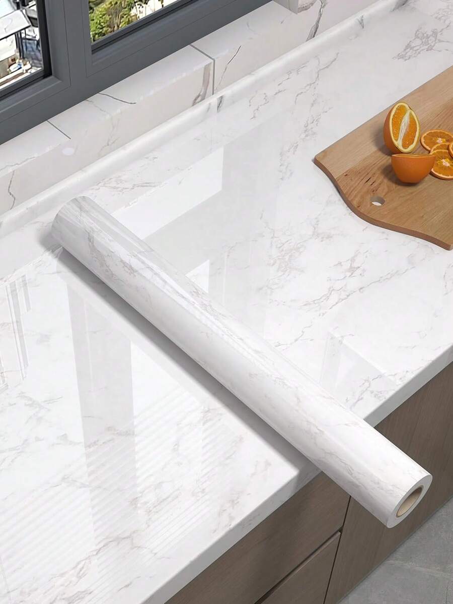 1 件复古高光泽大理石图案白色和灰色防水、防污、易清洁自粘墙纸墙贴适用于家庭装饰、橱柜、书桌、椅子、房间翻新、翻新贴纸可撕墙板、墙纸、壁纸、春季装饰品让您的家焕然一新、拉玛装饰贴纸 - 彩色 - 查看 1