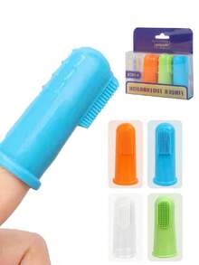 4入組狗狗牙刷手指套,適用於貓狗口腔護理與牙結石去除,寵物口腔衛生用品 - 無色 - 查看 10