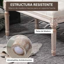 HOMCOM Taburete para Pie de Cama Tapizado en Tela con Asiento Acolchado y Patas de Madera Banqueta de Estilo Vintage para Dormitorio Recibidor Salón 80x40x43 cm Beige - Beis - Ver 8
