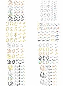 CIZME 24-36 chiếc khuyên mũi hình vòng khuyên mũi đinh tán cho phụ nữ 20g khuyên mũi đinh tán hình chữ L khuyên mũi khuyên mũi thép không gỉ hình xoắn ốc khuyên mũi đinh tán khuyên mũi vòng - Nhiều màu - Xem 1