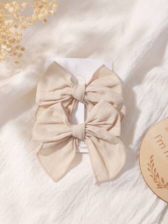 2pcs Solid Color Bow Ribbon Covered Baby Hair Clips For Bangs And Kids Hair Accessories Love Valentine