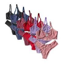 Plus Size Bra & Panty Sets - 藏蓝色 - 查看 4