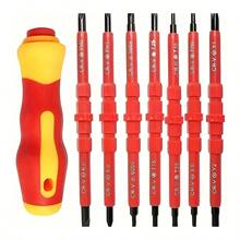 Newone 7 Pieces/Set Insulated Screwdriver Set Hand Tool Set Precision Magnetic Cross Recess For Home Electrician Repair - Red - View 2