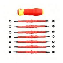 Newone 7 Pieces/Set Insulated Screwdriver Set Hand Tool Set Precision Magnetic Cross Recess For Home Electrician Repair - Red - View 6
