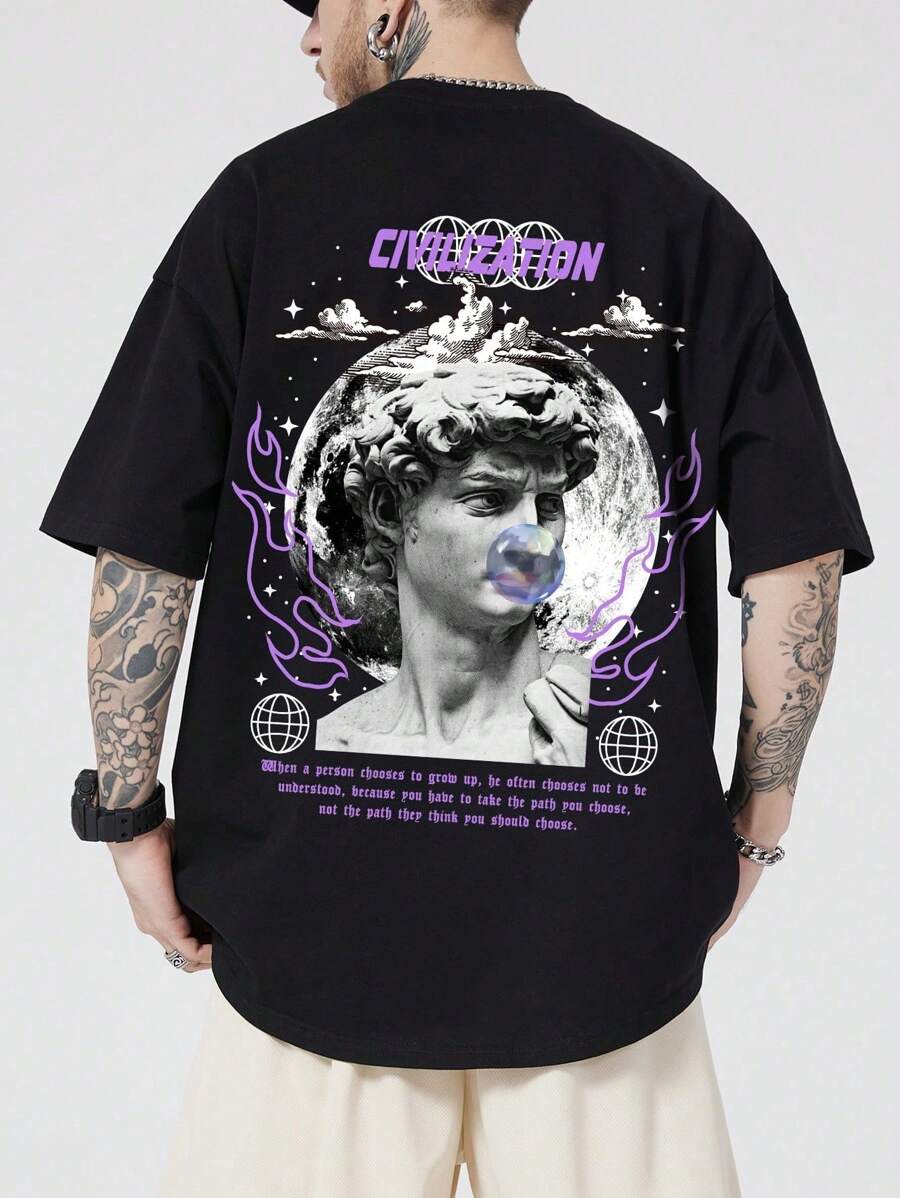 Men T-Shirts - 黑色 - 查看 1