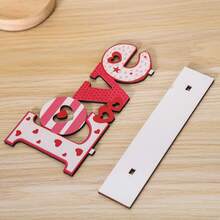 1pc New Valentine's Day Diy Wooden Decor With Creative Letter Design, Festival Atmosphere Decoration For Tabletop, Scenes, Etc. - Multicolor - View 4