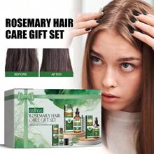 1 盒 EE LHOE 迷迭香护发礼品套装，滋养和修复受损发质，柔顺，多功能头发和睫毛油礼品套装 - 彩色 - 查看 2