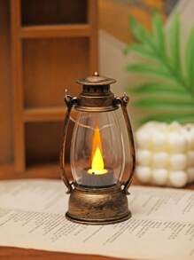 1pc Vintage Handheld LED Lantern Light (With Battery), Indoor Tabletop Decor LED Night Light, Home Decor Lantern Light, Wedding Party Holiday Camping Decor LED Oil Bottle Night Light - Yellow Light - View 4