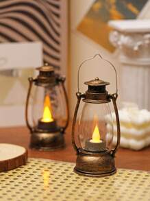 1pc Vintage Handheld LED Lantern Light (With Battery), Indoor Tabletop Decor LED Night Light, Home Decor Lantern Light, Wedding Party Holiday Camping Decor LED Oil Bottle Night Light - Yellow Light - View 11