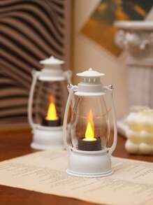 1pc Vintage Handheld LED Lantern Light (With Battery), Indoor Tabletop Decor LED Night Light, Home Decor Lantern Light, Wedding Party Holiday Camping Decor LED Oil Bottle Night Light - Yellow Light - View 8