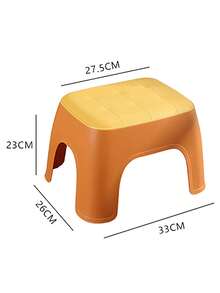 Taburete de piel sintética con textura de superficie corta - Naranja - Ver 2