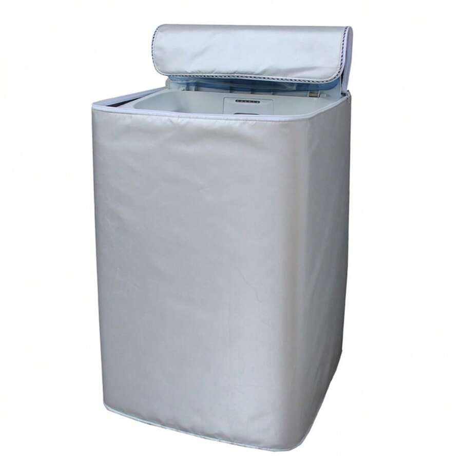 (1 Pieza) Cubierta Para Lavadora, A Prueba De Agua Y Sol, Adecuada Para Lavadora De Tambor Totalmente Automática Con Apertura Superior - Plateado - Ver 1