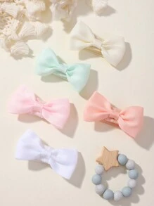 Set de 5 lazos elásticos de unicolor para el cabello de niños, set de colores macaron, perfecto para el Día de San Valentín - Multicolor - Ver 2