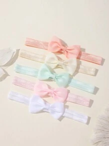 Set de 5 lazos elásticos de unicolor para el cabello de niños, set de colores macaron, perfecto para el Día de San Valentín - Multicolor - Ver 4