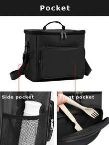 1pc Crossbody Lunch Bag Large Capacity Waterproof Cooler Handbags For Men Student Thermal Lunch Bags With Side Pockets Crossbody Bag Shoulder Bag Portable Canvas Food Tote Bag Organizer Food Bag School Women Shoulder Insulated Lunch Bag Picnic Bag Fridge Bag Insulating Lunch Box Bag For Office For Workback To School School Stuff Bag For School Lunch Bag For Women Cooler Bag Picnic Accessories School Accessories - View 4