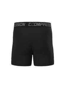 4pcs/Set Men's Sports Stretchy Breathable Boxer Briefs, Quick-Drying Running Training Cool Swim Trunks Compression Tights - Black and White - View 3