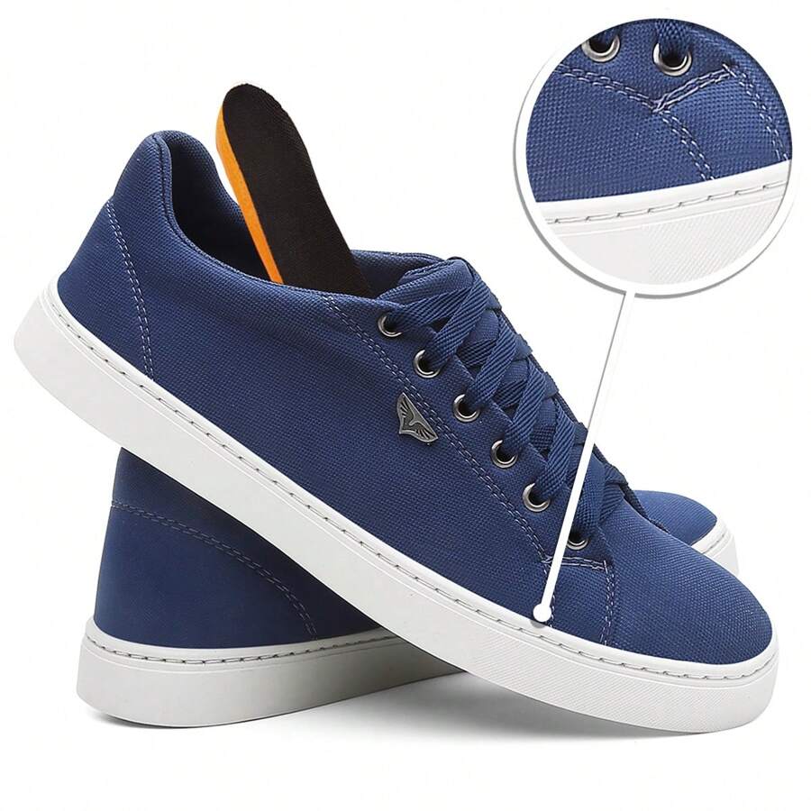 tenis masculino Sola Reta Lançamento Skatista Confortável - Azul - Visão 1