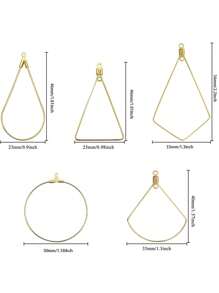 40pcs Ear Wire, Ear Hook, Circle Drop Dangle, Triangle & Fan Shaped, Square Geometric Earrings - Geometric pattern - View 5