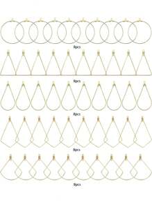 40pcs Ear Wire, Ear Hook, Circle Drop Dangle, Triangle & Fan Shaped, Square Geometric Earrings - Geometric pattern - View 4