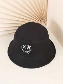 1pc Spring/Summer Outdoor Leisure Sun Hat, Female Embroidered Fisherman/Y2k Boy's Bucket Cap, Hat - Black - View 1
