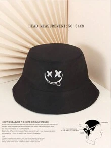 1pc Spring/Summer Outdoor Leisure Sun Hat, Female Embroidered Fisherman/Y2k Boy's Bucket Cap, Hat - Black - View 2