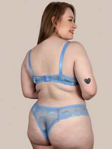 Plus Size Bra & Panty Sets - Màu xanh lam - Xem 5