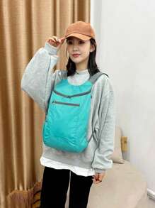 1pc Lightweight Waterproof Sports Backpack For Outdoor Activities - Foldable And Multi-Functional Storage Bag For Men And Women Bag For School School Accessories School Stuff - Blue - View 5