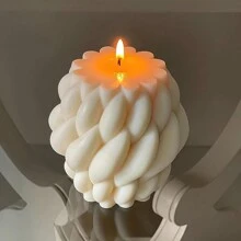 1入幾何波浪紋蠟燭模具,抽象藝術裝飾波浪條紋支柱,矽膠手工蠟燭模具禮品 - 白色 - 查看 7