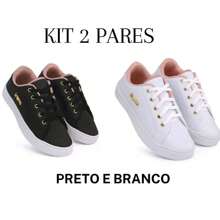 Women Wedge Sneakers - Đen và trắng - Xem 1