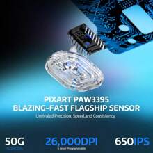 ATTACK SHARK 攻擊鯊魚x6 超輕量無線遊戲滑鼠,配備磁吸式rgb充電座,重量僅49克,搭載pixart Paw3395感應器,可達26000dpi,三種模式2.4g/usb-c有線/藍牙滑鼠,贈送滑鼠抓握膠帶 - 黑色 - 查看 4